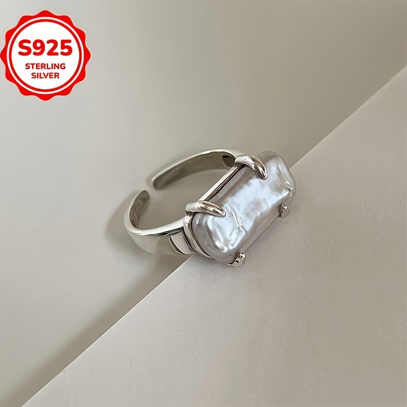 925 Hypoallergenic Fashion Irregular Baroque Style Open Ring